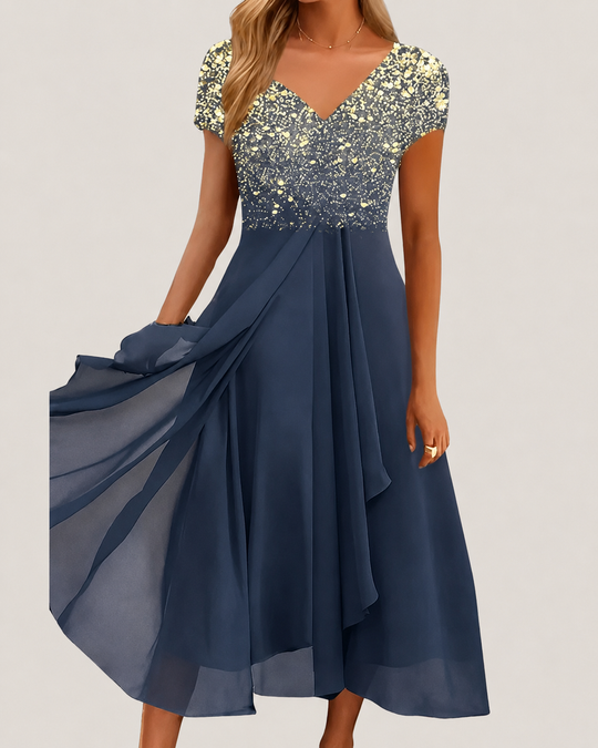 Kvinders Midi Kjole Blomstret Chiffon