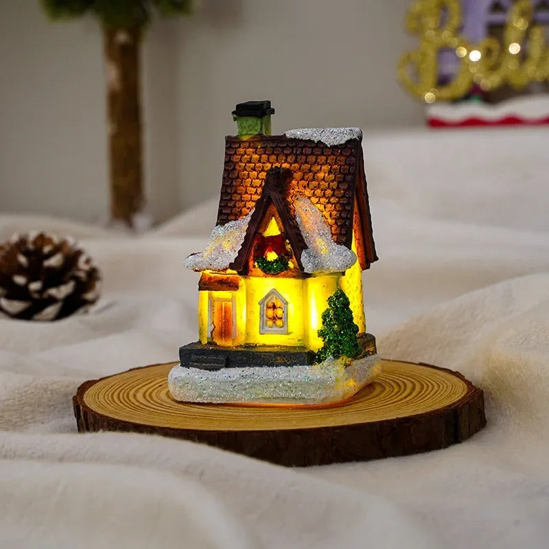 6 stk. sæt LED-julescene-landsbyhuse