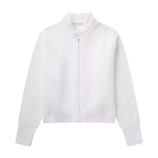 Casual strikket sweater med lynlås til kvinder
