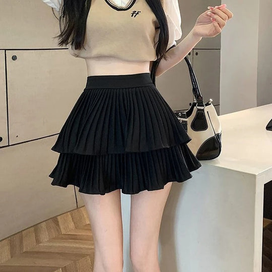 Højtaljet flæse patchwork Lolita nederdel