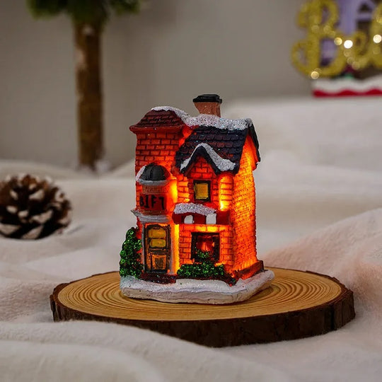 6 stk. sæt LED-julescene-landsbyhuse