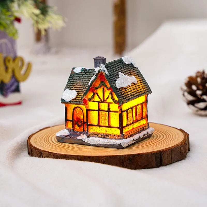 6 stk. sæt LED-julescene-landsbyhuse