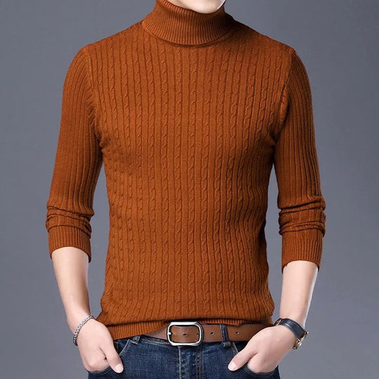 Strikket rullekravesweater til mænd