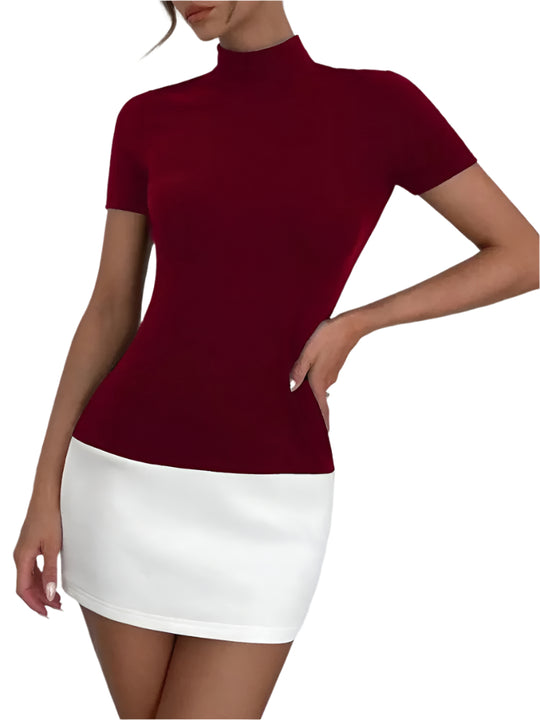 Kvinders Kontrast Patchwork Bodycon Minikjole