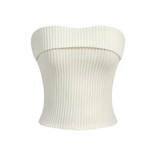 Ribbet stropløs slim fit tube top til kvinder