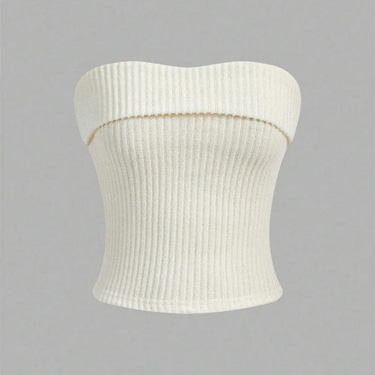 Ribbet stropløs slim fit tube top til kvinder