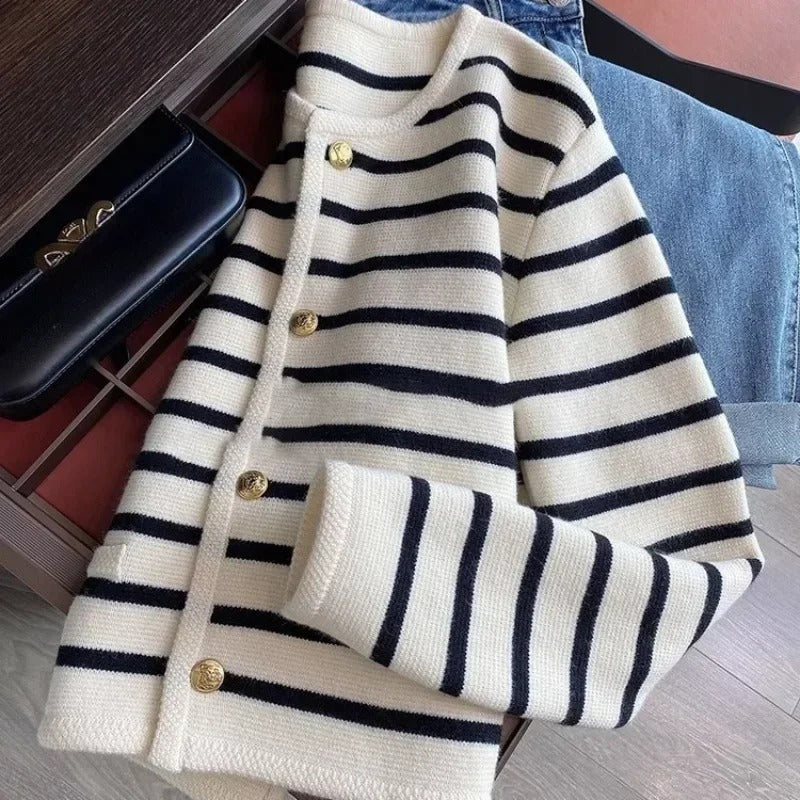 Stribet cardigan til kvinder