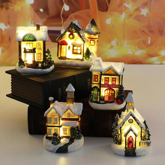 Landsbyhuse med julescene