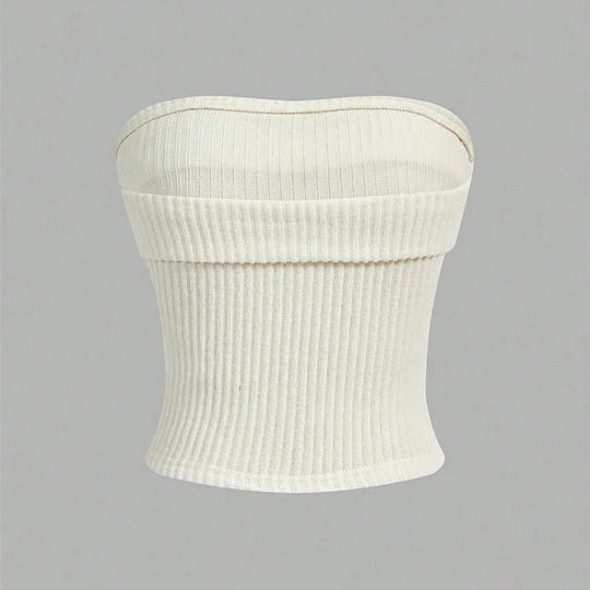 Ribbet stropløs slim fit tube top til kvinder