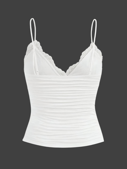 Kvinders kontrast blonde sløjfe Front Crop Cami Top