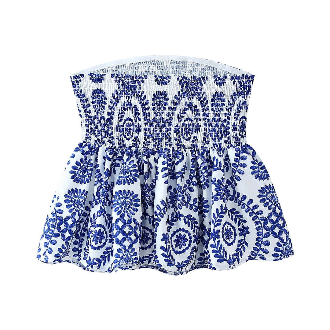 Blomsterprint Flæsede Crop Top