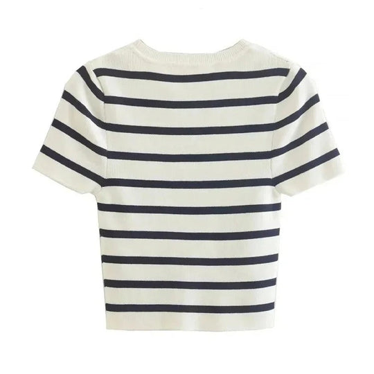 Stribet cropped top til kvinder