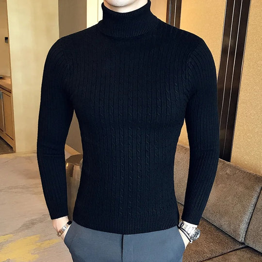 Strikket rullekravesweater til mænd