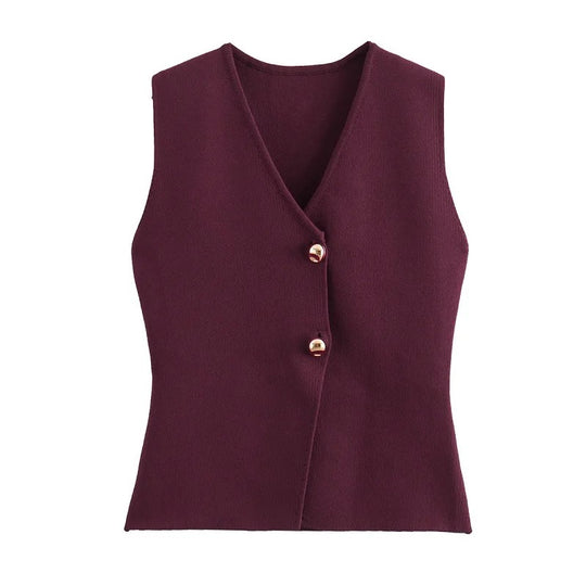 Strikket ærmeløs tanktop til kvinder