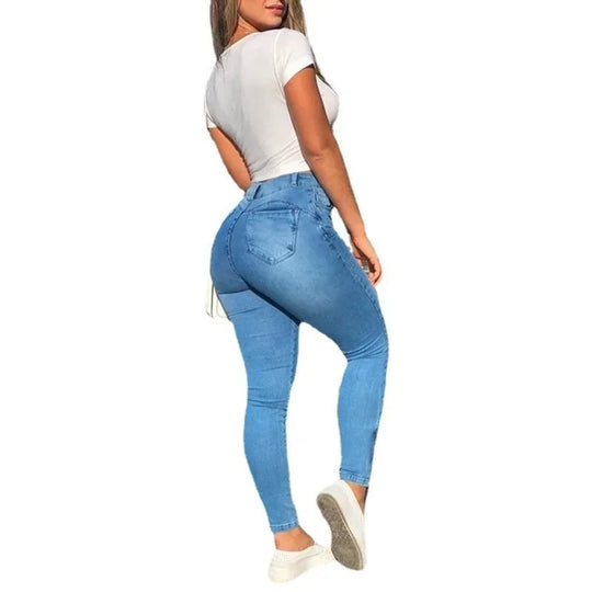 Slim-fit Cargo Denim-bukser til kvinder