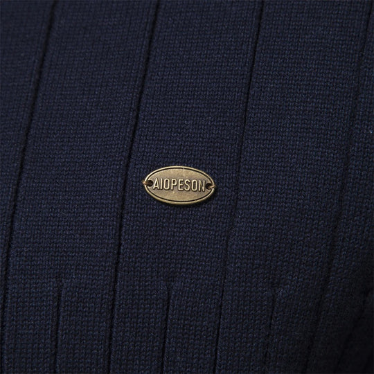 Strikket sweater med standkrave til mænd