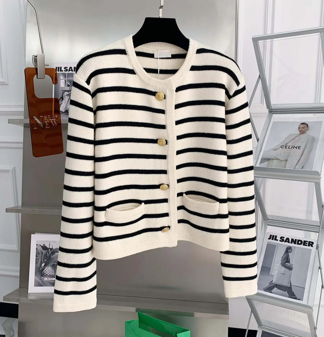 Stribet cardigan til damer