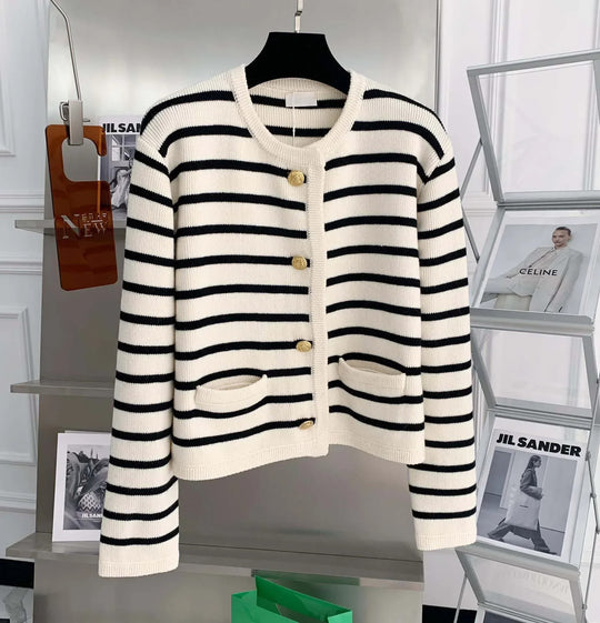 Stribet cardigan til damer