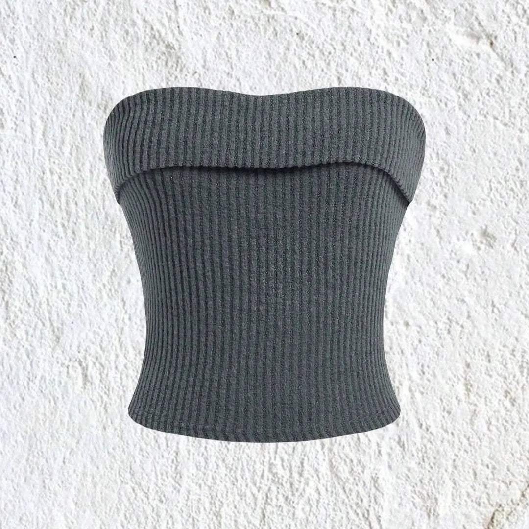 Ribbet stropløs slim fit tube top til kvinder