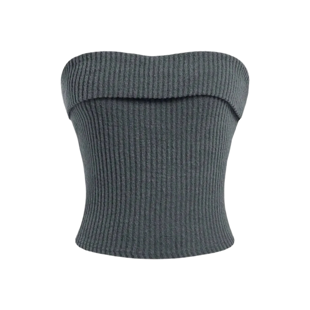 Ribbet stropløs slim fit tube top til kvinder