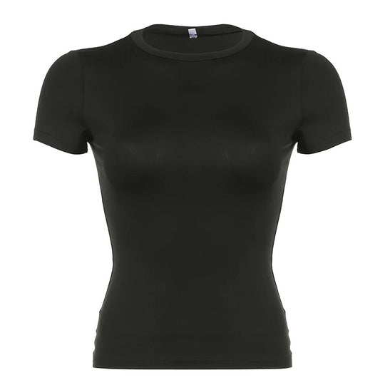 Skinny T-shirt med rund hals til kvinder