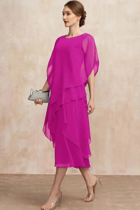 Kvinders plus size lagdelt chiffonkjole