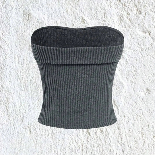 Ribbet stropløs slim fit tube top til kvinder