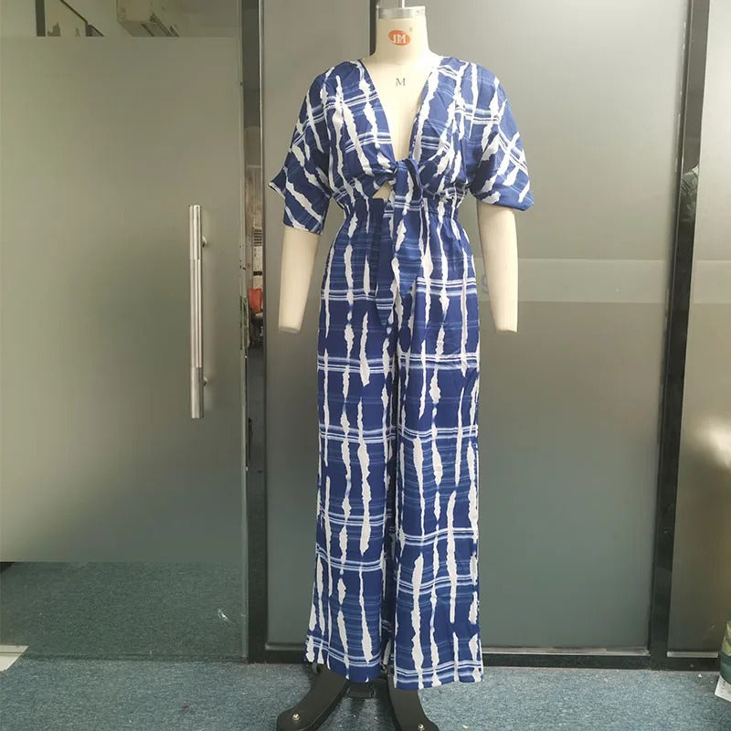 Jumpsuit med dolmanærmer og V-hals til kvinder