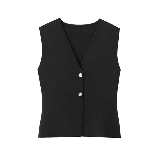 Strikket ærmeløs tanktop til kvinder