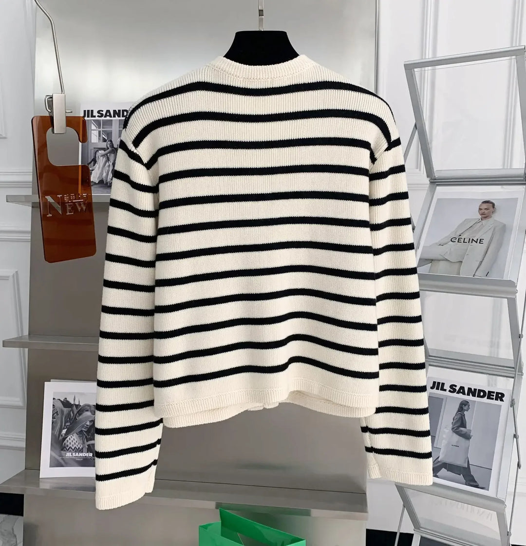 Stribet cardigan til damer