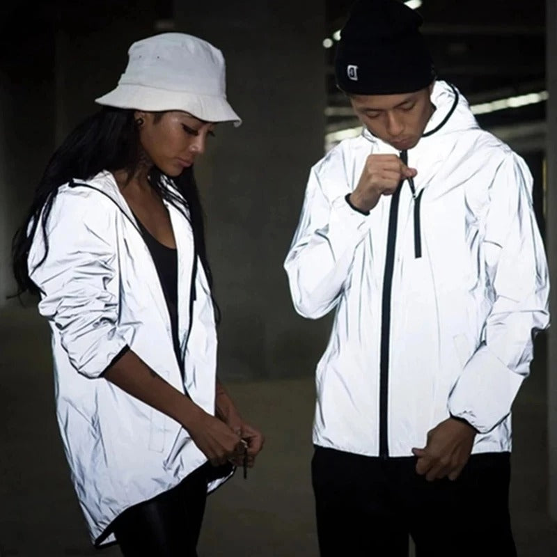 Reflekterende windbreaker-jakke