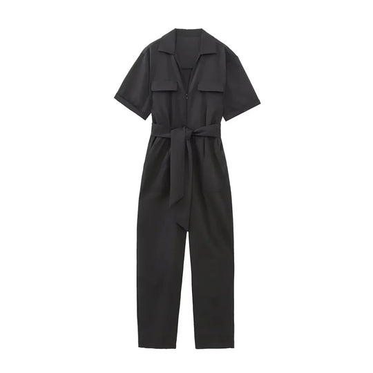 Kortærmet jumpsuit til kvinder