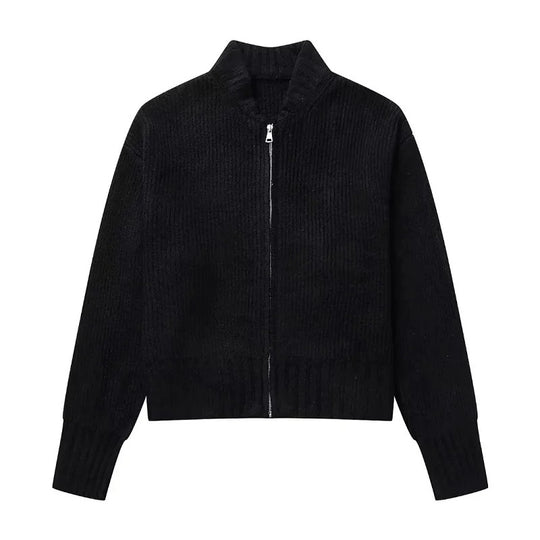 Casual strikket sweater med lynlås til kvinder