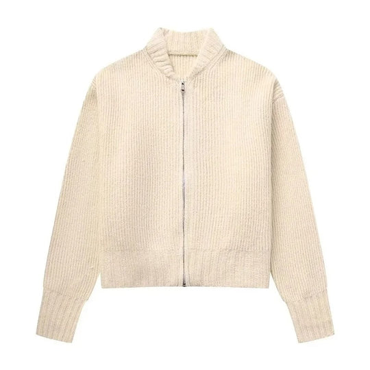 Casual strikket sweater med lynlås til kvinder