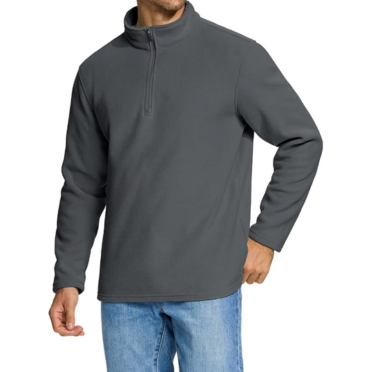 Fleece-sweater med halv lynlås til mænd