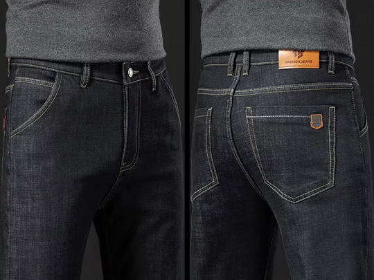 Lige bukser i lammefluff-denim til mænd