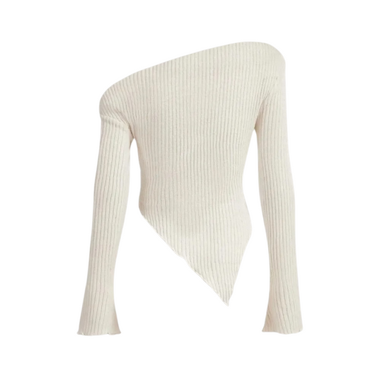 Asymmetrisk ribbet fritidssweater