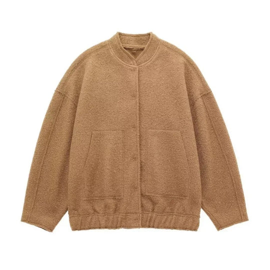 Oversized bomberjakke i tweed til kvinder