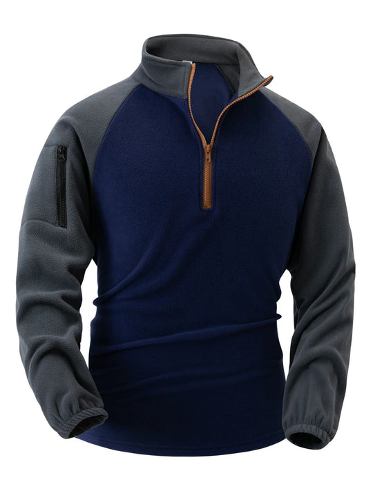 Fleece-sweater med ærmer og lommer til mænd