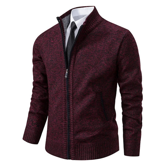 Varm fleece-cardigan med lynlås til mænd