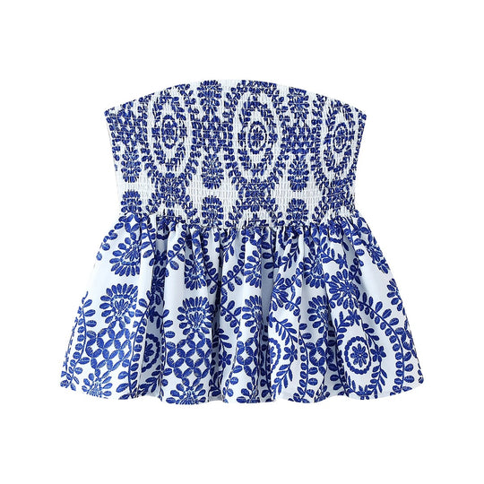 Blomsterprint Flæsede Crop Top