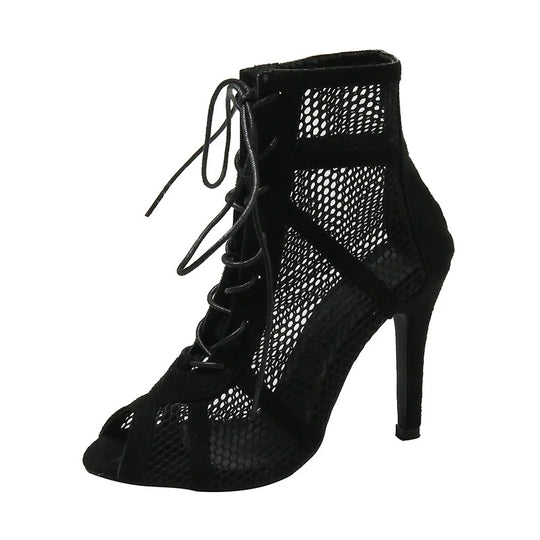 Kvinders mesh Peep Toe-hælede sandaler
