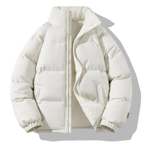 Tyk fleece-jakke med ståkrave til mænd