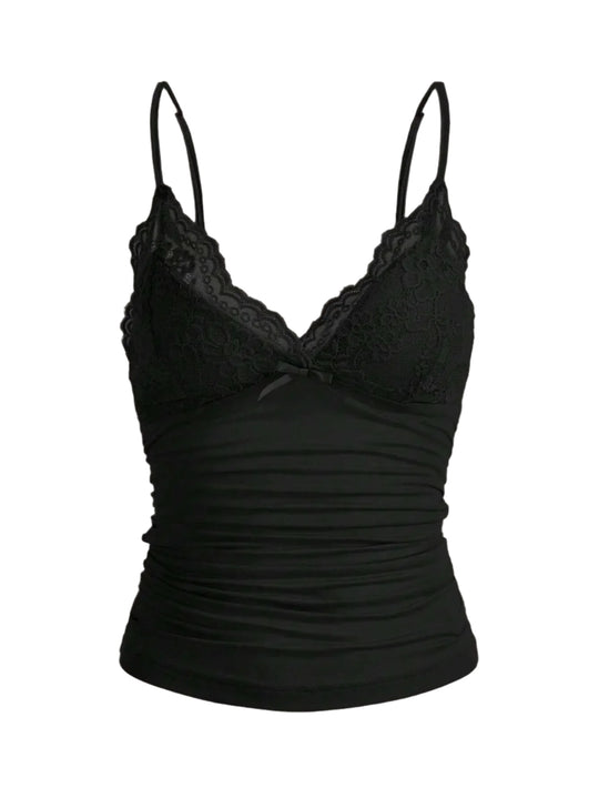 Kvinders kontrast blonde sløjfe Front Crop Cami Top