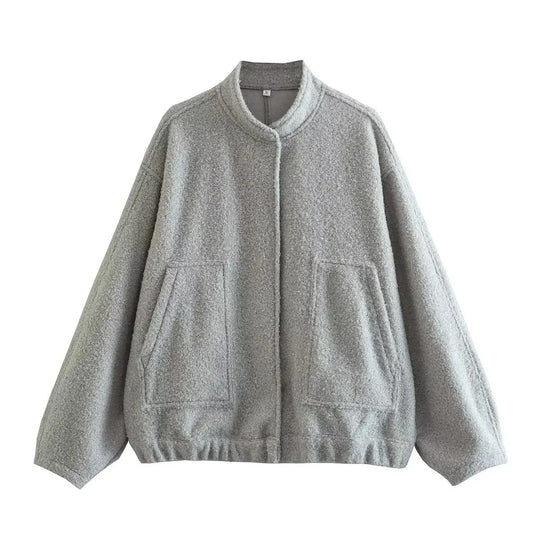 Oversized bomberjakke i tweed til kvinder
