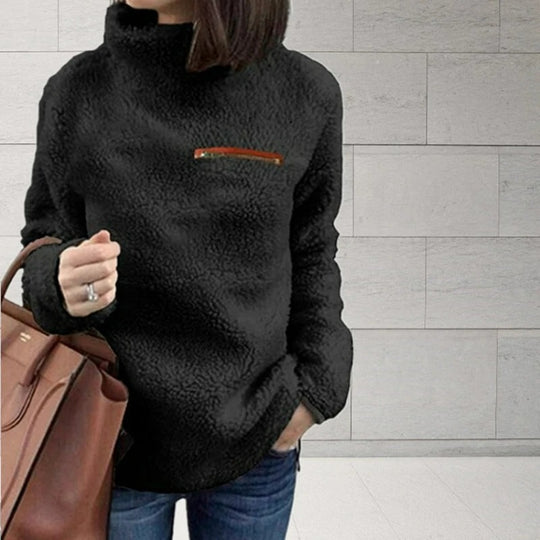Fortykket varm plys-sweater til kvinder