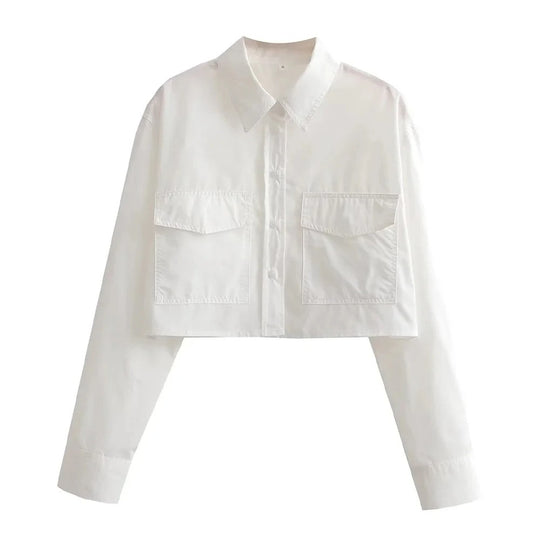 Loose Cropped Poplin skjorte til kvinder