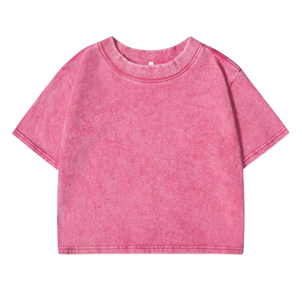 Ensfarvet Slim Washed T-shirt til kvinder