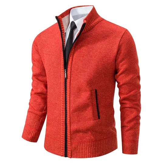 Varm fleece-cardigan med lynlås til mænd