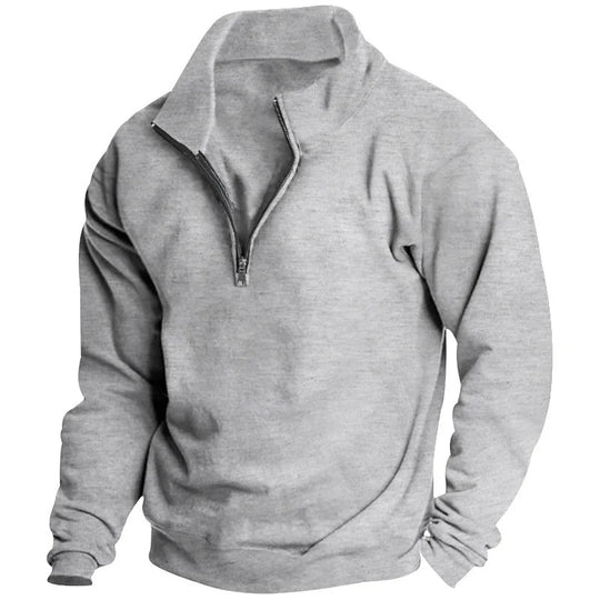 Sweatshirt med standkrave og halv lynlås til mænd